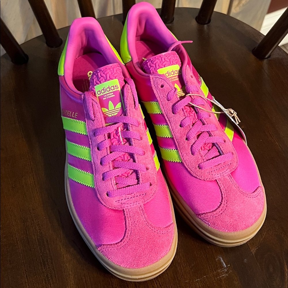 Adidas Gazelle Pink with Green Stripes - Picture 5 of 6